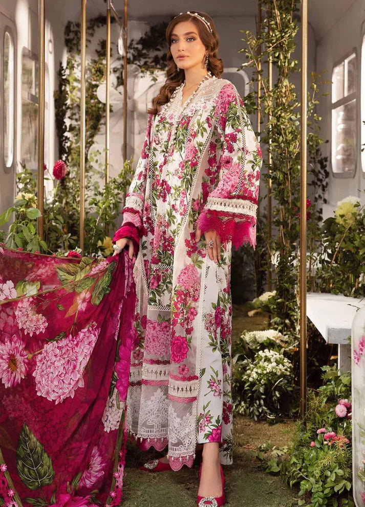 Unstitched Maria B Pink Printed Floral Lawn