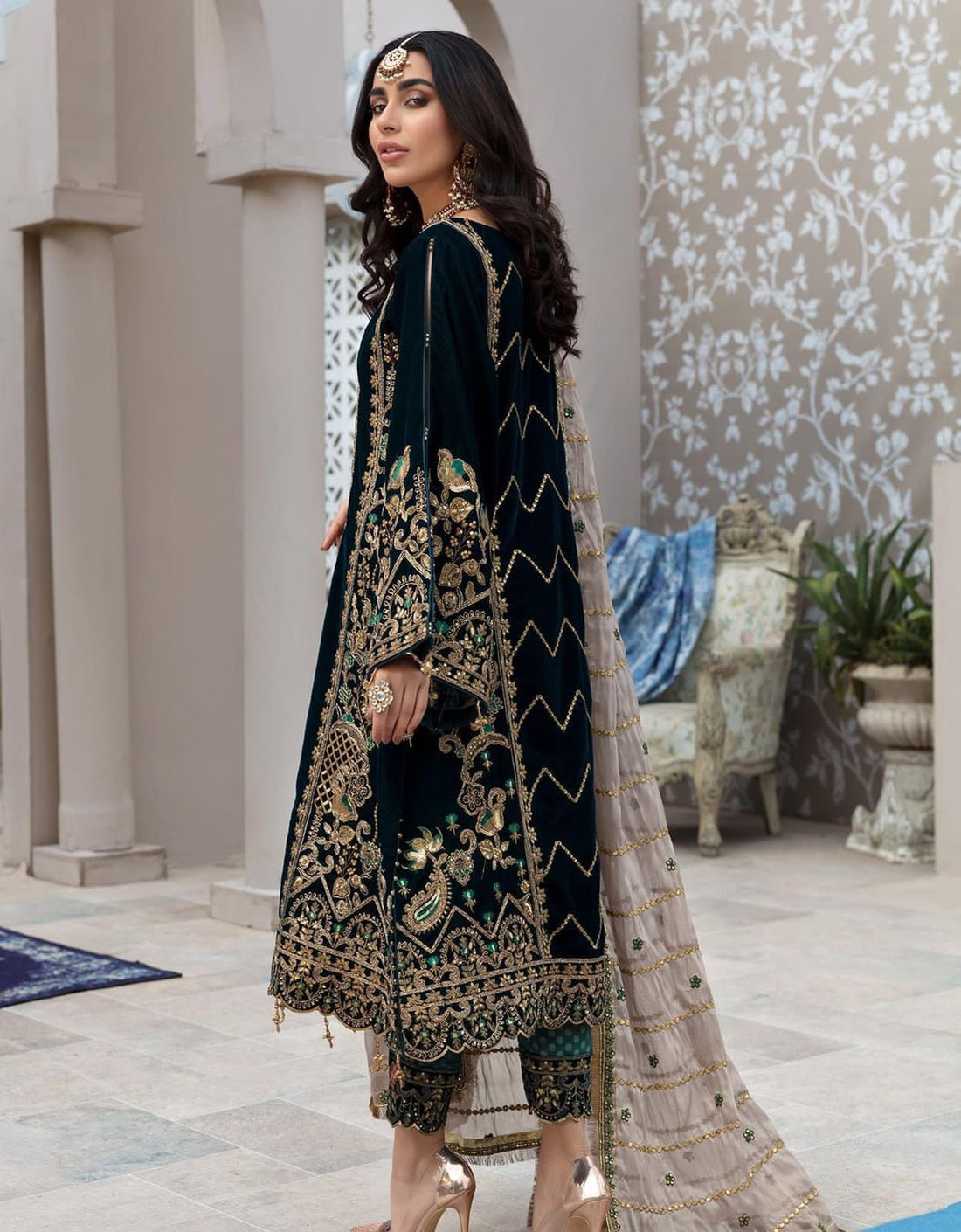 Embroidered Velvet 3 Piece Unstitched Suit Formal Wear