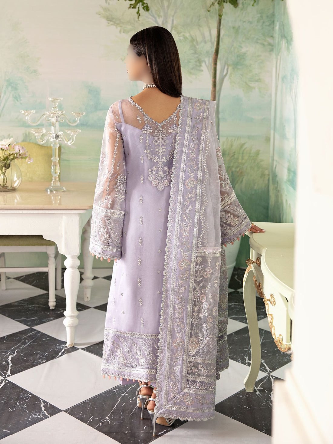 Gulaal Lilac Fully Embroidery Hand Work Organza Dress