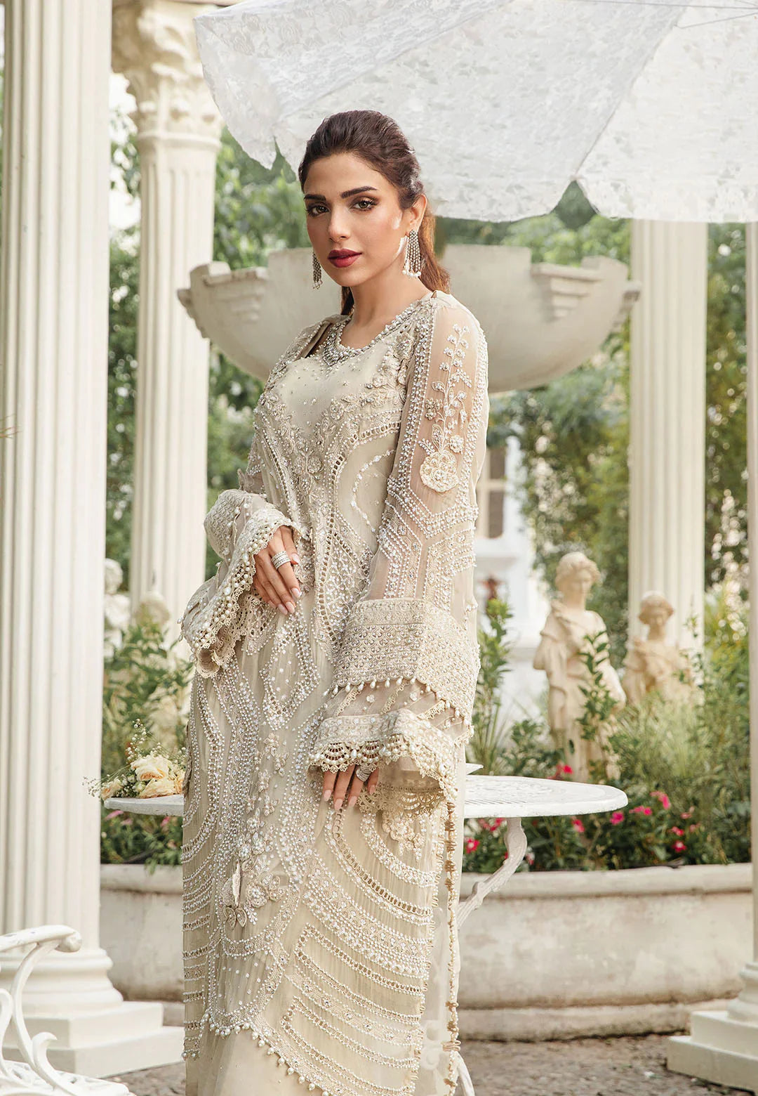 Unstitched Maria B Ivory Chiffon Suit