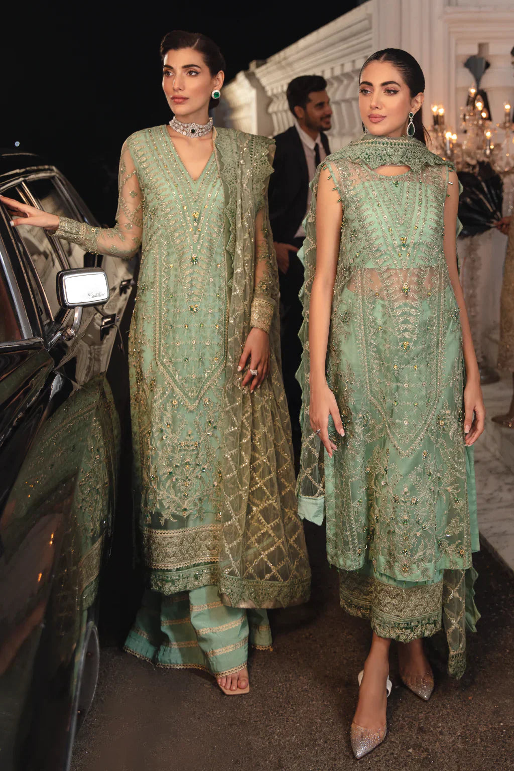 Unstitched Iznik Green Exclusive Formal Collection Net Suit