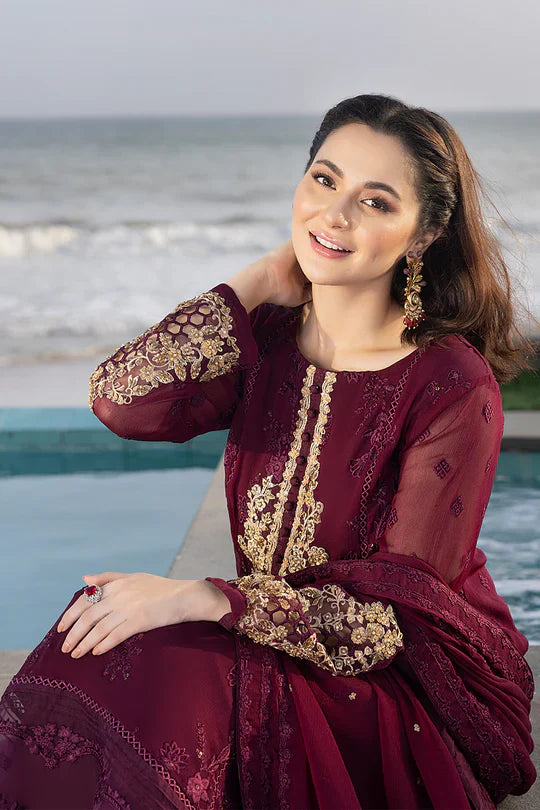 Azure Embroidered Chiffon Unstitched Suit