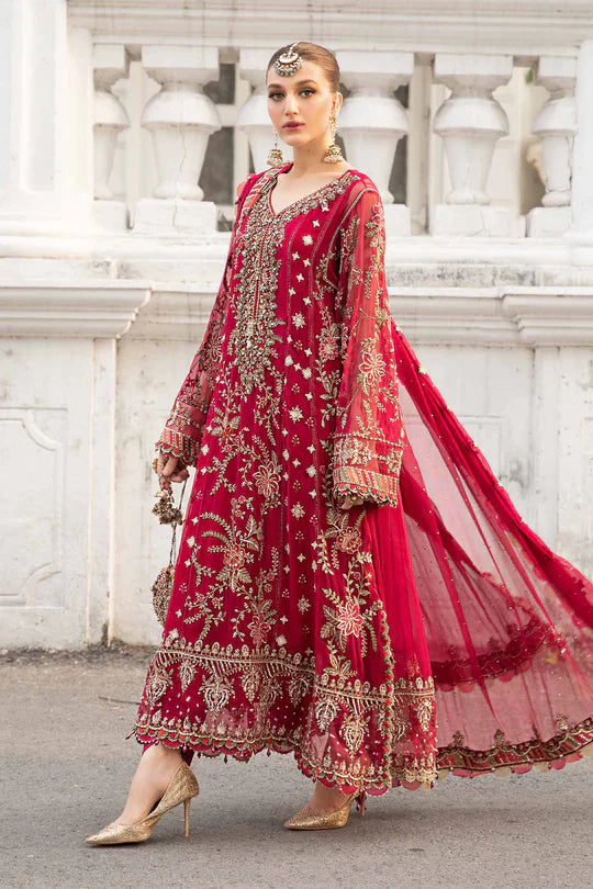 Maria B Unstitched Embroidered Chiffon Wedding Suit