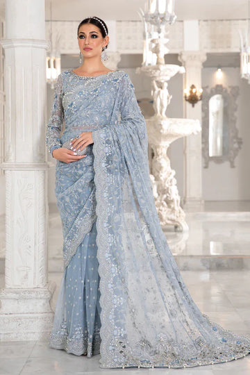 Maria B Ice Blue Saree