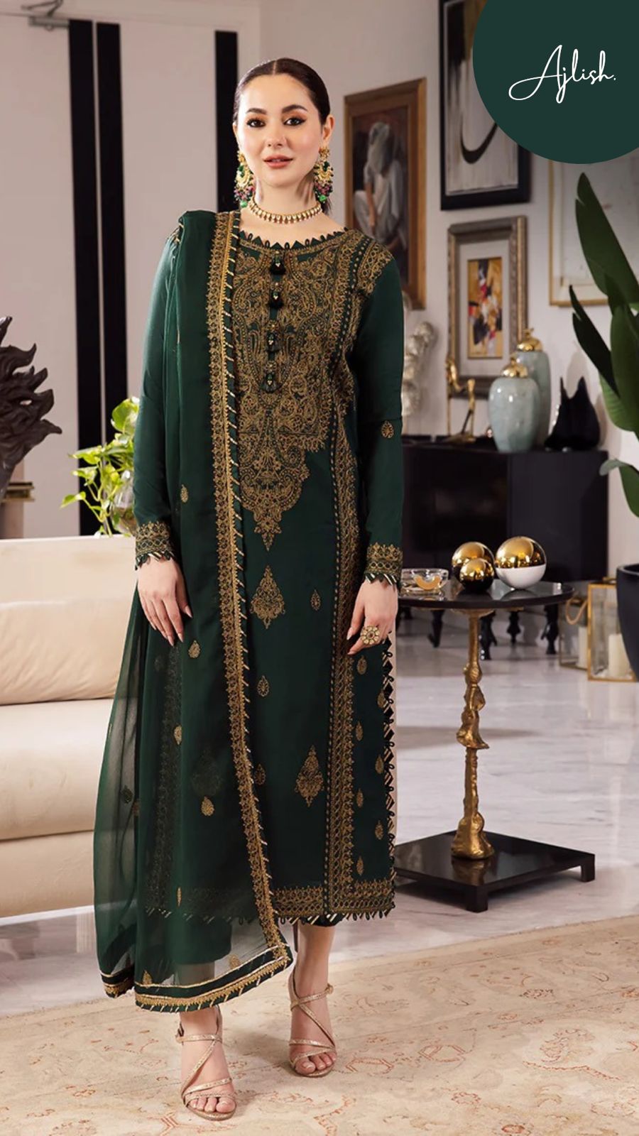 Asim Jofa Chiffon Heavy Embroidered Dress (Unstitched)