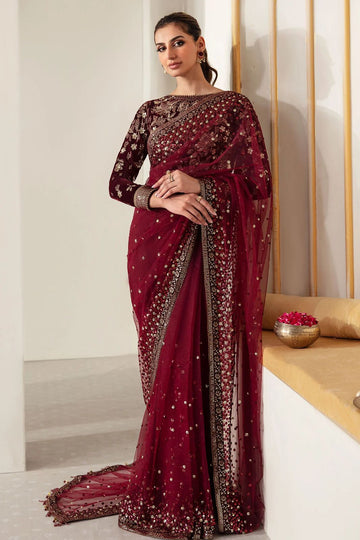 3PC Jazmin Embroidered Velvet Formal Saree