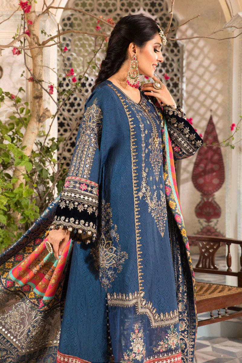 Unstitched Maria B Midnight Blue Embroidered Chiffon Suit