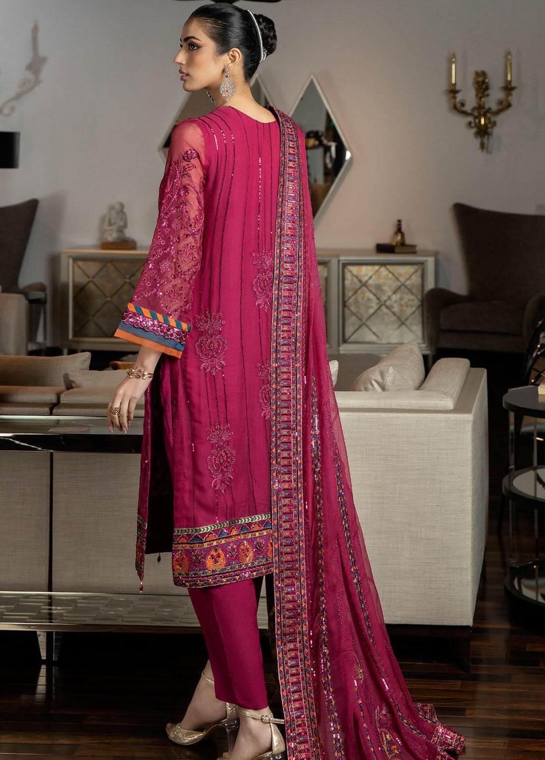 Unstitched Jannan Embroidered Chiffon Suit