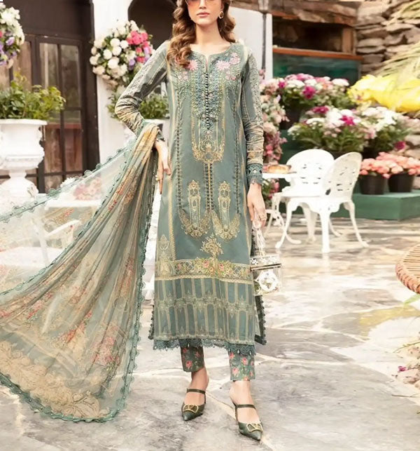 Maria B Green Olive Lawn Digital Embroidery New Arrival 3pc